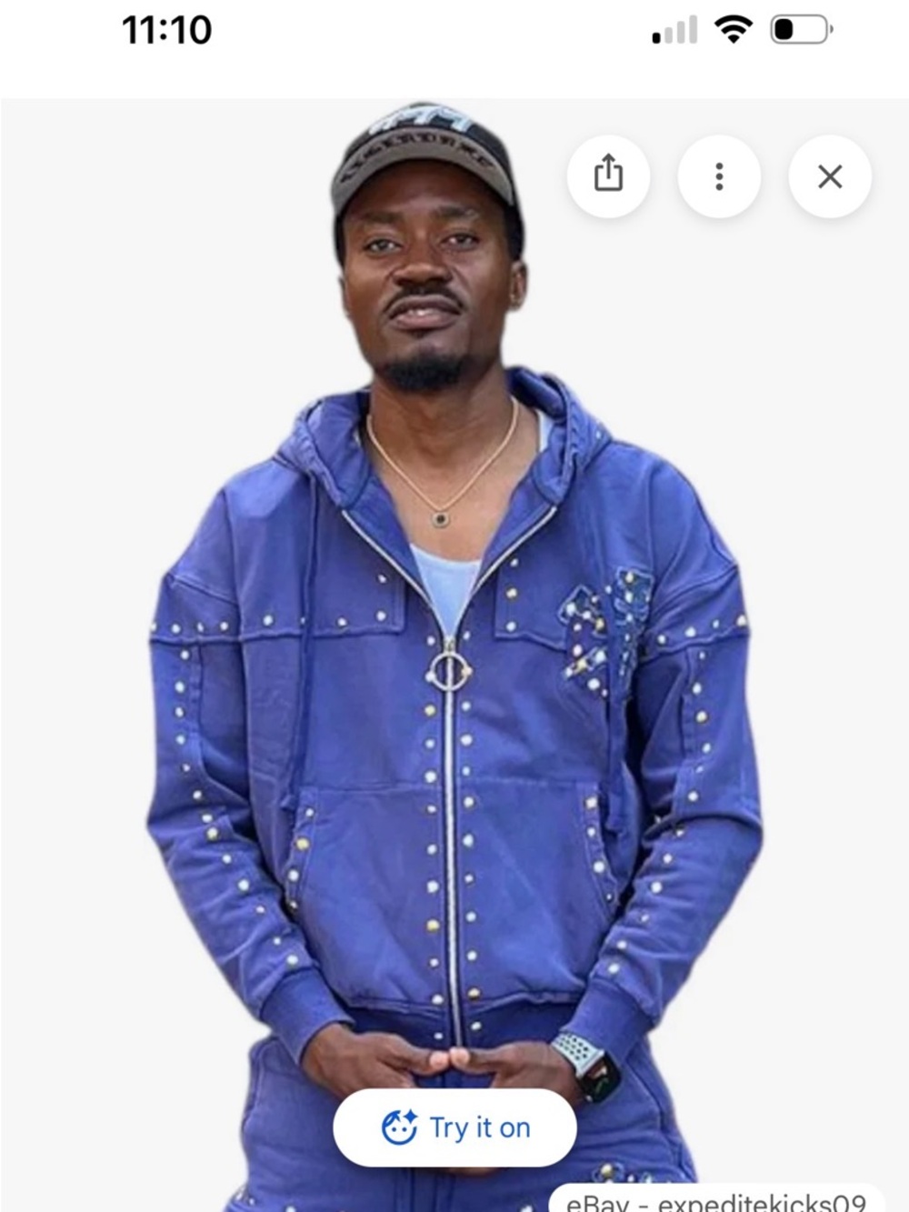 NEW! Hudson Outerwear Hoodie Studded Fleece Oversized Mens Navy 585 - XL